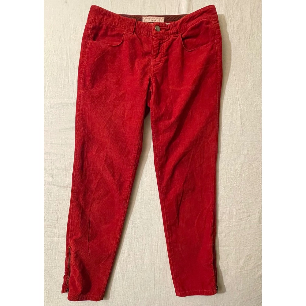 Stella McCartney Womens Size‎ 28 Red Corduroy Zip Ankle Pants Made in Italy